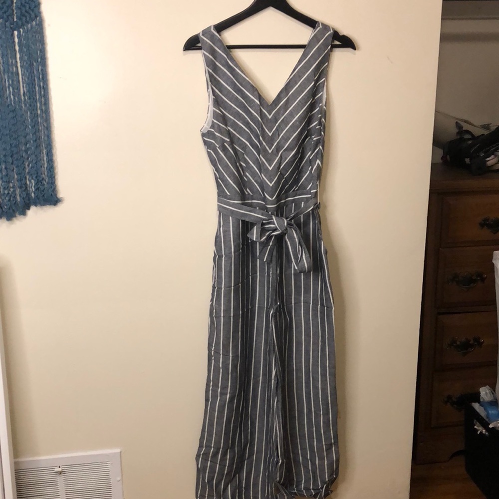 NWT Loft chambray striped jumpsuit